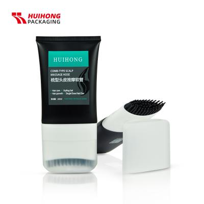 D50 100ml nhựa nhôm đen đen điều trị da đầu mát xa lược LDPE bóp ống kem dưỡng da có công tắc